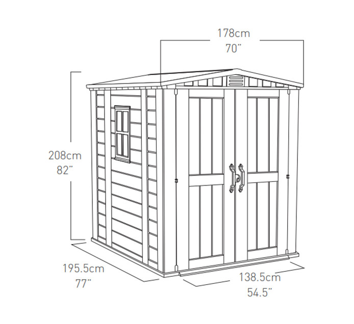 KETER 1.78m x 1.95m Factor Garden Shed Taupe | Garden Sheds | Garden